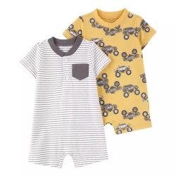 Baby Boy Carter's 2-Pack Monster Trucks & Stripes Romper Set