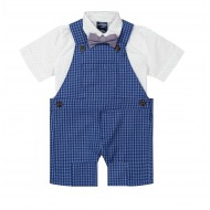 Baby Boy's Shortall + Bodysuit and Bow Tie Set