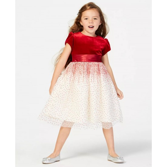 Girls  7-16 Velvet Glitter Mesh Dress 7-16