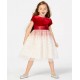 Girls  7-16 Velvet Glitter Mesh Dress 7-16