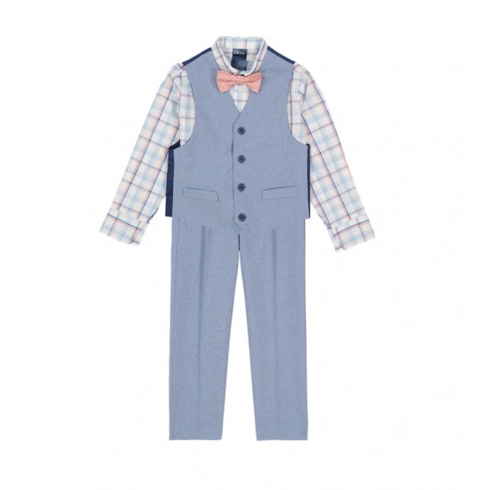  Boy's Toddler Set  Plaid Shirt + Pants & Tie Set - 3T