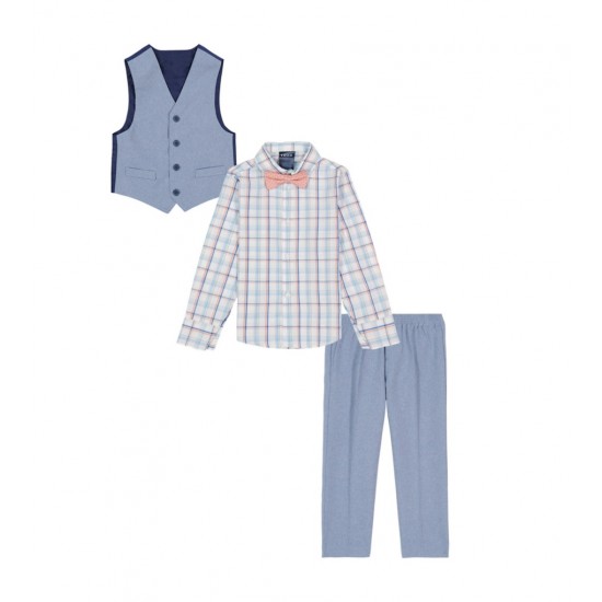  Boy's Toddler Set  Plaid Shirt + Pants & Tie Set - 3T