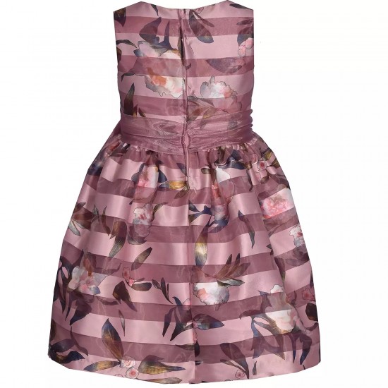 Special Occasion Girl Dress - Shadow Stripe Bow