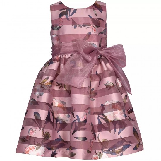 Special Occasion Girl Dress - Shadow Stripe Bow