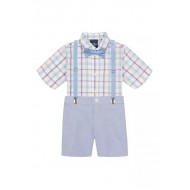 Toddler Boy 4-Piece Suspenders Shirt Set - Peach Fuzz 