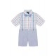 Toddler Boy 4-Piece Suspenders Shirt Set - Peach Fuzz 