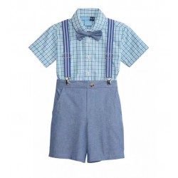 Toddler Boys Suspender Shorts Set 