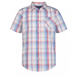 Tommy Hilfiger Boys 4-7 Short Sleeve Plaid Shirt - Fresh White 