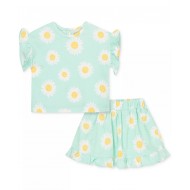 Little Me Baby Girls Daisy Ruffle Sleeved Top and Skirt 2 Piece Set