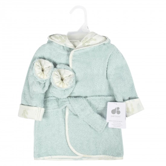 Just Born 2-Piece Baby Boys Desert Cactus Bathrobe & Booties Set (0-9M)