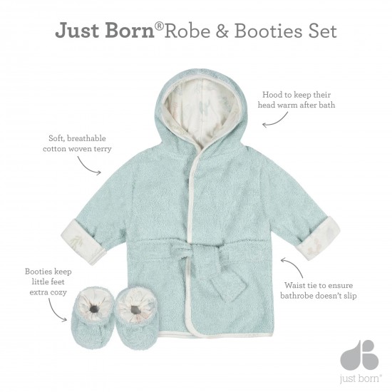 Just Born 2-Piece Baby Boys Desert Cactus Bathrobe & Booties Set (0-9M)