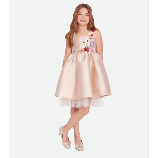 Special Occasion Girl Dress - Flowers & Mesh Dress