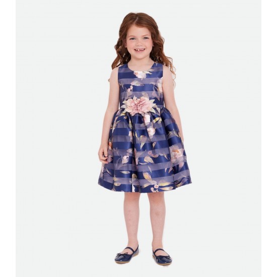 Special Occasion Girl Dress - Botanical and Flower Bow