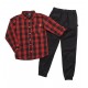 Boy's Shirts & Woven Chinos Jogger Pants - Red 