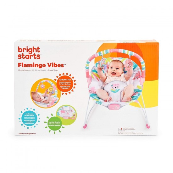 Bright Starts Baby Bouncer Soothing Vibrations Infant Seat - (Flamingo Vibes - Pink)