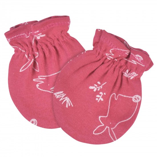 Gerber 4-Piece Baby Girls Floral & Bunnies Caps & No Scratch Mittens Set