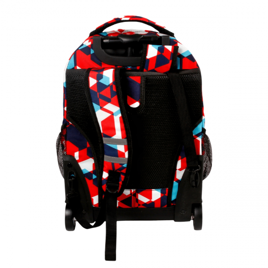 Sunrise Rolling Backpack (18 Inch) by JWorld - Red Cubes 