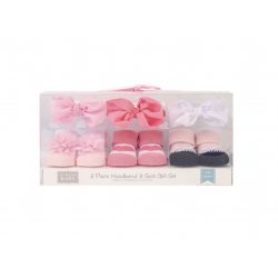 Baby Girl's Headband and Socks Set - Blush White  Baby Girl's Headband and Socks Set - Blush White