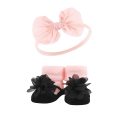 Baby Girl's Headband and Socks Set - Blush Taupe  Baby Girl's Headband and Socks Set - Blush Taupe