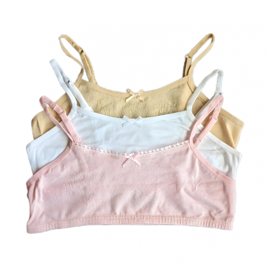 Girls (7-14) René Rofé Liana 3pk. Solid Pink Hue Bralettes