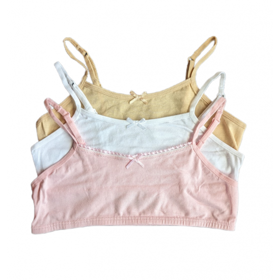 Girls (7-14) René Rofé Liana 3pk. Solid Pink Hue Bralettes