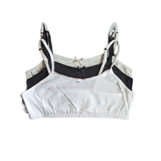 Girls (7-14) René Rofé Liana 3pk. White Black Hue Bralettes