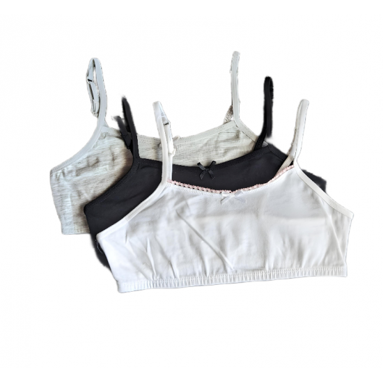 Girls (7-14) René Rofé Liana 3pk. White Black Hue Bralettes