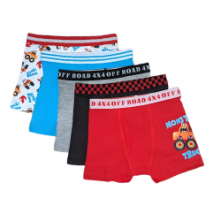 Only Boys  Red Multi Monster Truck Boxer Brief Set -  5 Pack  