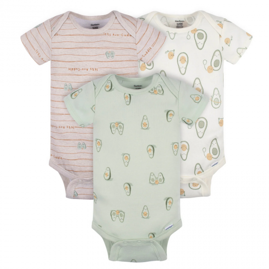 Gerber 3-Pack Baby Neutral Avo-Cuddle Short Sleeve Onesies® Bodysuits