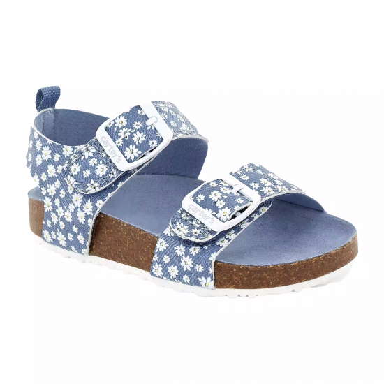 Toddler and Little Girl's Sandals in Floral Blue Design 