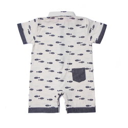 Baby Boys Button Down Fly Fish Romper by Forel Axel & Hudson Baby Boys Button Down Fly Fish Romper by Forel Axel & Hudson