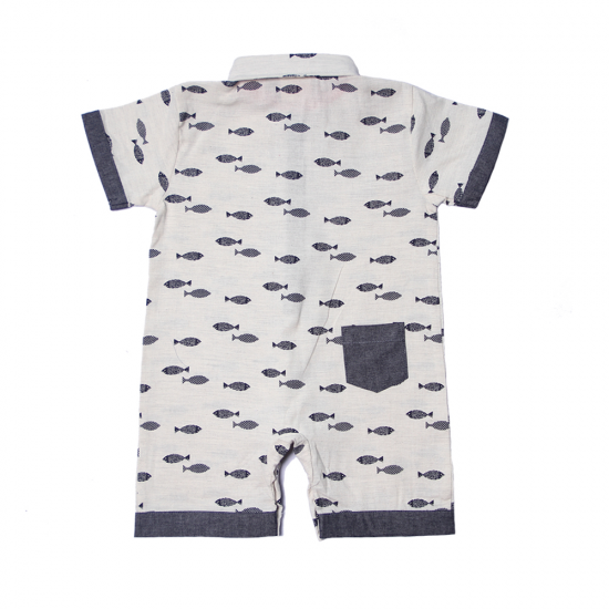 Baby Boys Button Down Fly Fish Romper by Forel Axel & Hudson 