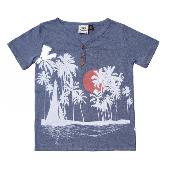 Boys Light Weight Button Sailboat Henley Shirt  by Fore! Axel & Hudson 