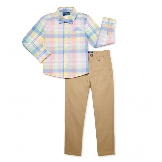 Boys Dress Shirt and Pants with Tie Outfit Set - 3-Piece