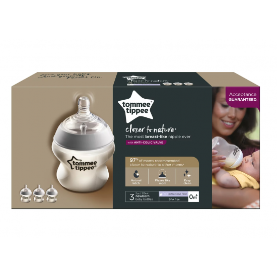 Tommee Tippee Closer to Nature Baby Bottles (5oz - 3 Count)