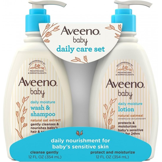 Aveeno Baby Daily Care Gift Set with Natural Oat Extract & Oatmeal, 12FL OZ 