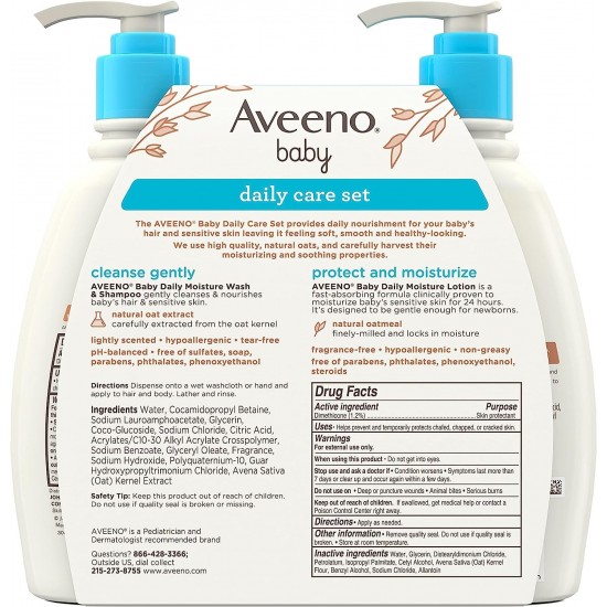 Aveeno Baby Daily Care Gift Set with Natural Oat Extract & Oatmeal, 12FL OZ 