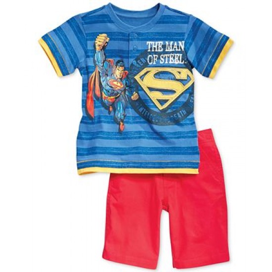 Little Boys' 2-Piece Superman Henley & Shorts 