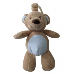 KELLYTOY Cuddle Bear 10" Plush Rattle Clip On Toy - Brown 