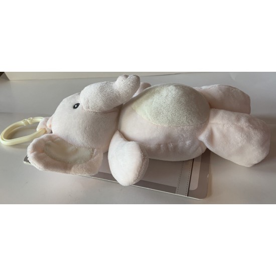 KELLYTOY Baby Cuddle ELEPHANT Clip On Toy 10" Rattle Crinkle Plush - PINK