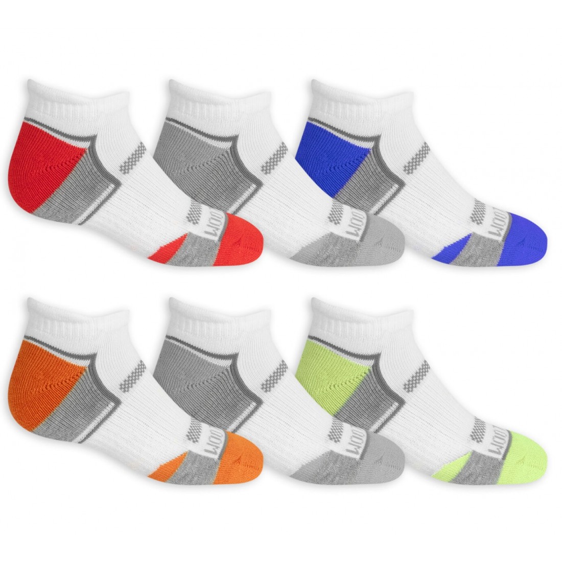 Fruit of the Loom Boys' Active Cushioned Low Cut Socks, 6 Pack- WHITE ...