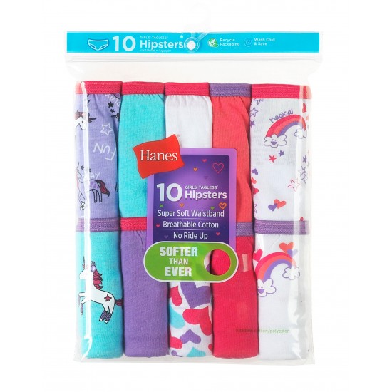 Hanes Girls' Cotton Hipsters 10-Pack