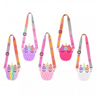 Girls Crossbody Rainbow Unicorn Silicone Purse with Push Popi