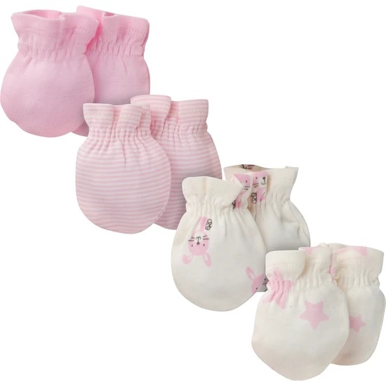 Gerber 8-Piece Girls Bunny Organic Cap and Mitten Set