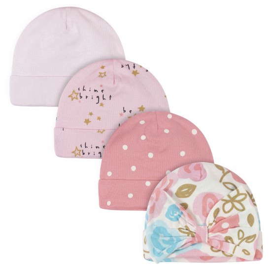 Gerber 4-Pack Baby Girls Princess Caps