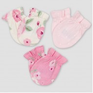 Gerber Baby Girls' 3pk Floral Mittens - Pink/Off-White