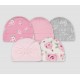 Gerber Baby Girls' 5pk Floral Caps - Pink/Gray