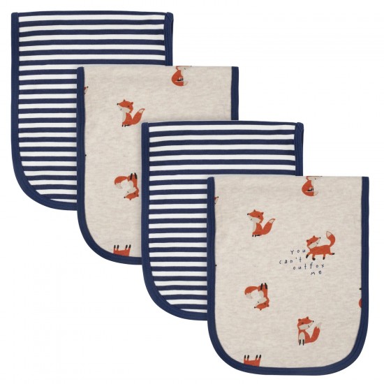 Gerber 4-Pack Boys Fox Terry Burp Cloths – Soft & Absorbent Baby Burp Cloth Set