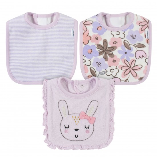 Gerber 3-Pack Baby Girls Bunny Ballerina Bibs