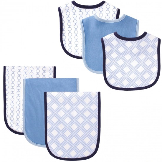 Hudson Baby Cotton Bib and Burp Cloth Set Blue Link